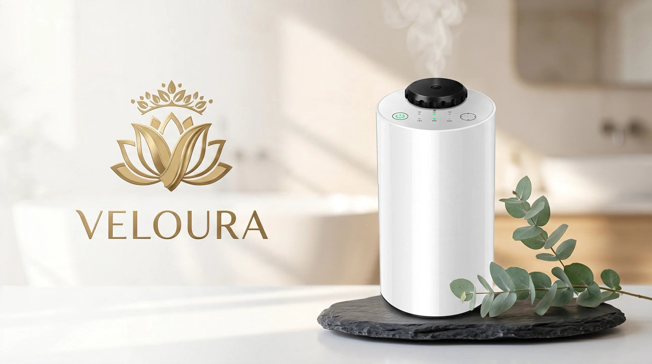 Diffuseur d'huiles essentielles Veloura diffusant une brume légère