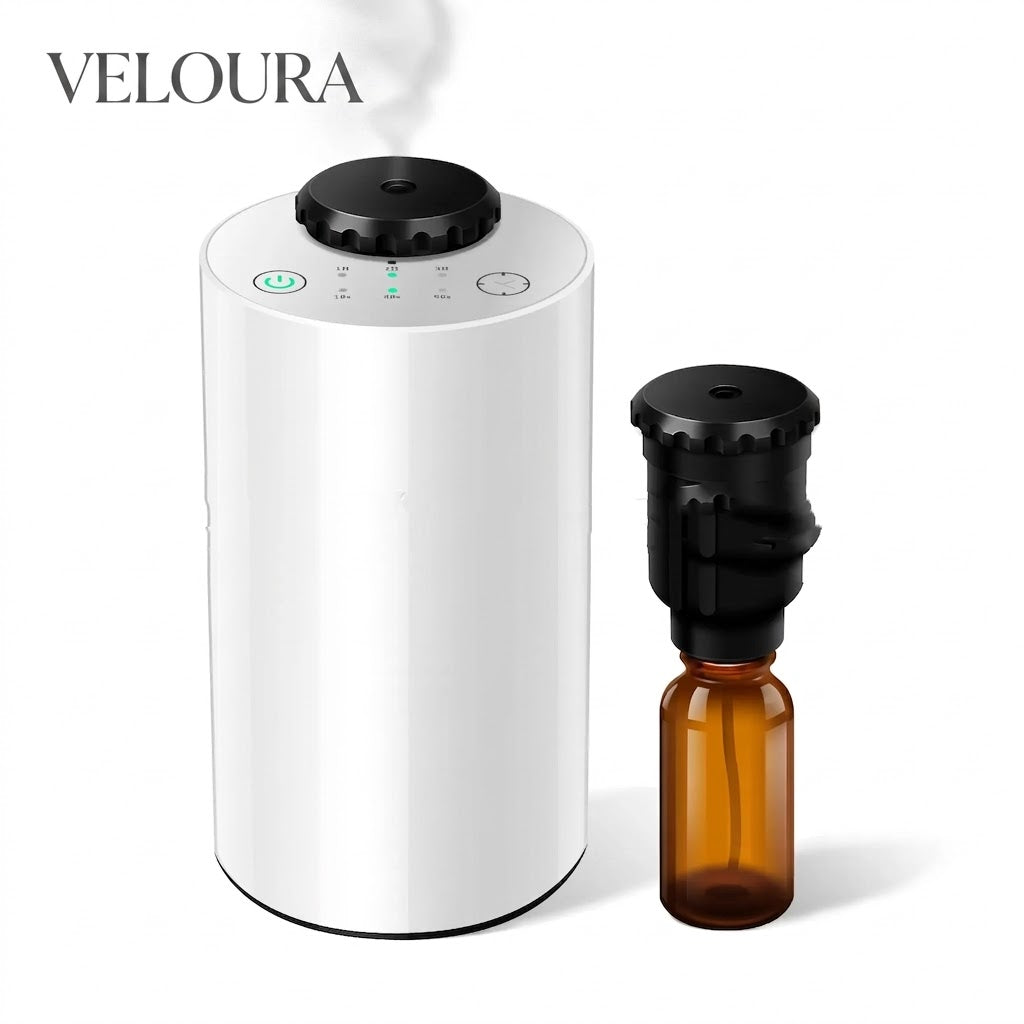 Diffuseur d'huiles essentielles Veloura diffusant une brume légère