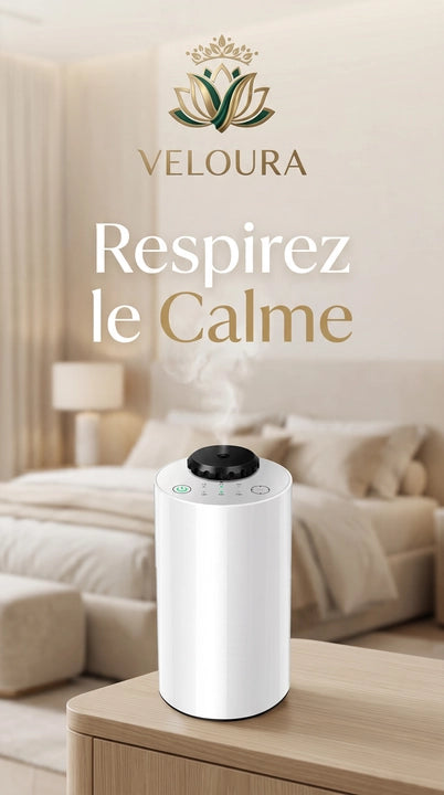 Diffuseur d'huiles essentielles Veloura diffusant une brume légère